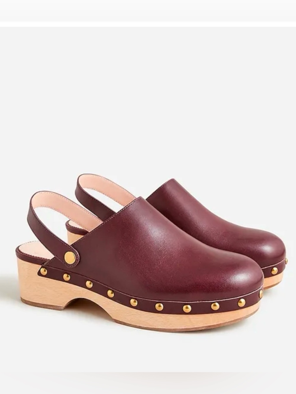 J.Crew Leather Clogs Wooden Heel Slingback Studded Shoes Size 8.5 - Picture 1 of 10